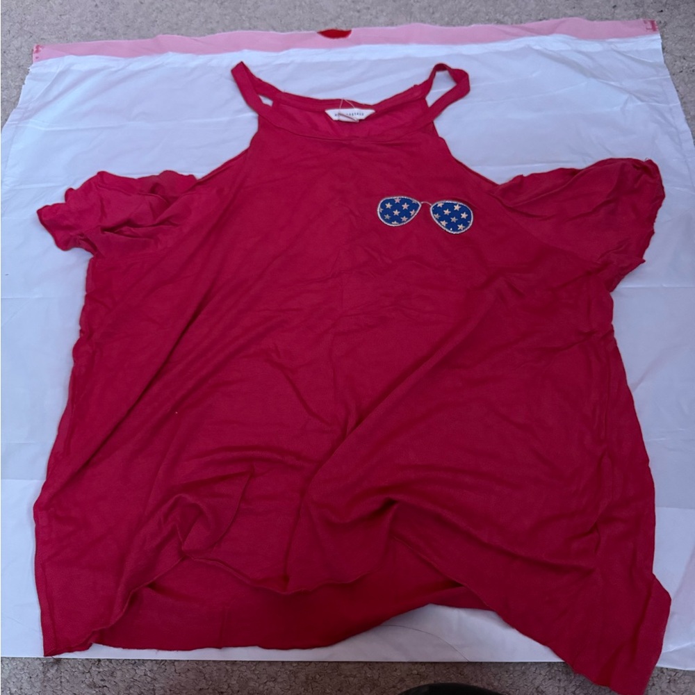 Aeropostale Red Tank Top Cold-Shoulder Design